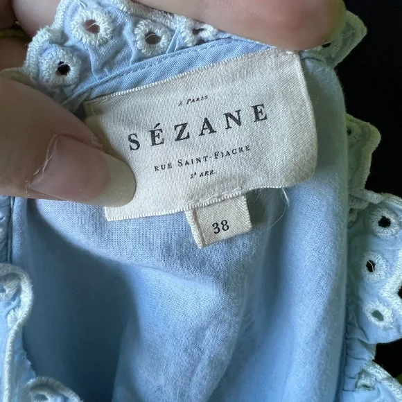 Sezane Irma Blouse in Baby Blue Size 38 US 6 - Picture 11 of 12